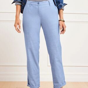 Talbots Relaxed Chinos Pants Newport Chambray Blue Sz 8 Preppy Classic Cotton